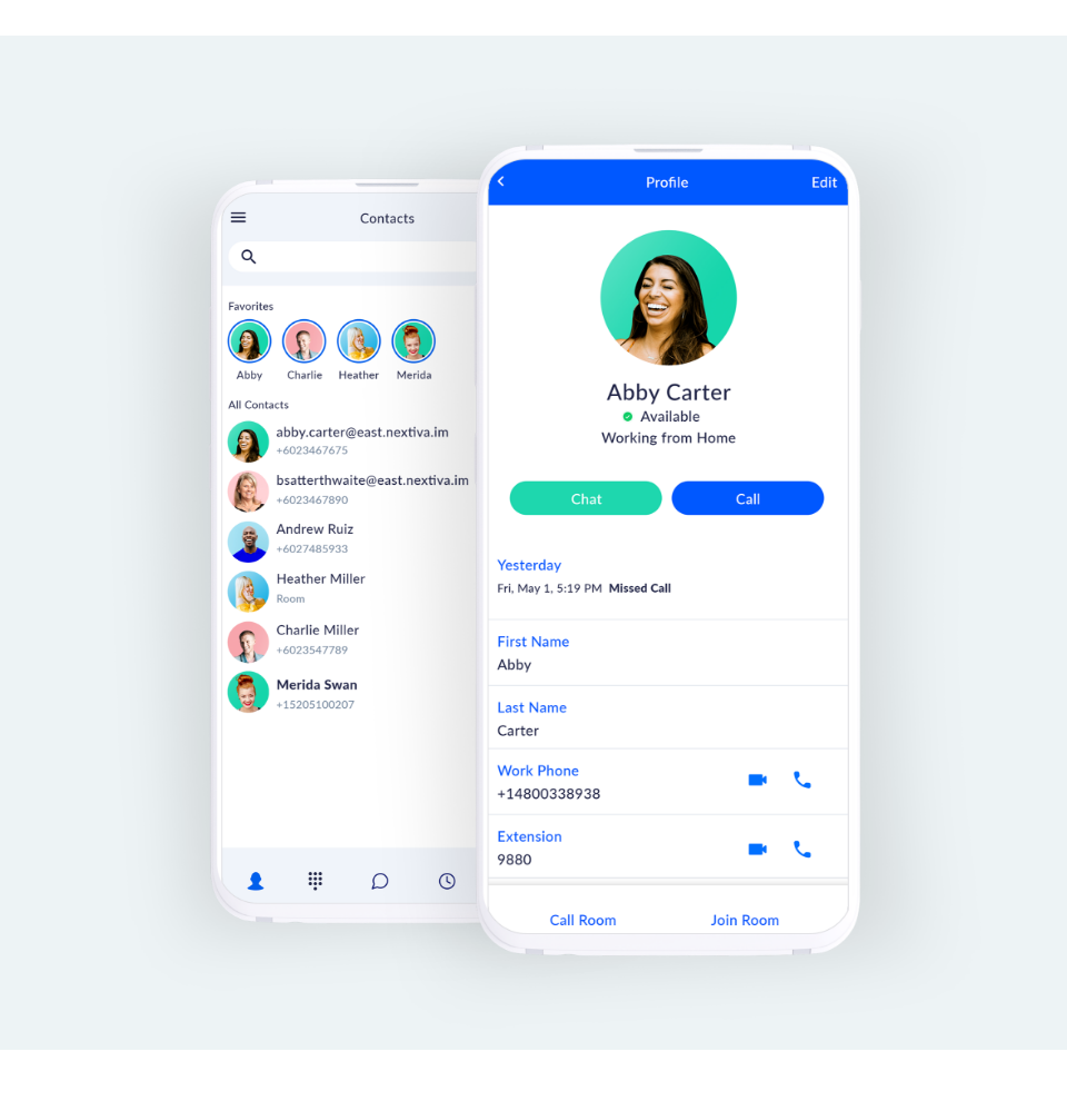 Cloud PBX Interface on Mobile App